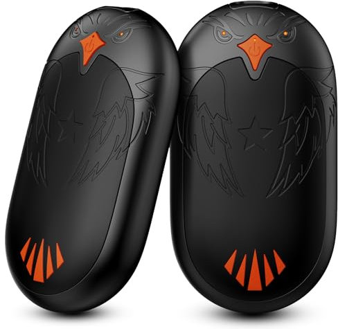 Handwärmer Elektrisch 2 Pack, 8000 mAh Tragbare Taschenwärmer 2 in 1 Handwärmer mit 3 Heizmodi 20 Stunden Lang Anhaltende Wärme, Wiederverwendbar Handwärmer USB für Outdoor im Winter - Schwarz