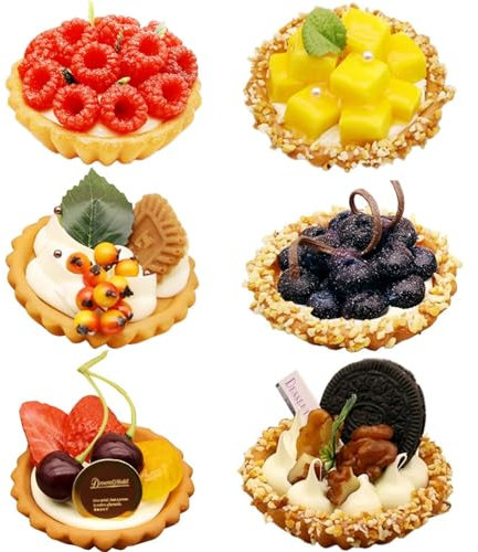 Lot de 6 faux gâteaux artificiels de 7,6 cm pour pâtisseries, muffins, desserts, accessoires alimentaires réalistes pour photographie, cuisine, maison, mariage, boulangerie, décoration de fête