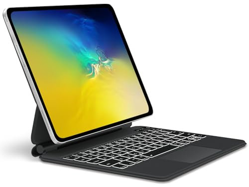 SENGBIRCH Magic Keyboard for iPad 11. A16 2025 - Deutsches QWERTZ Layout Tastatur mit hülle für iPad 10. 10.9 Zoll, Hintergrundbeleuchtung Multi-Trackpad Tastatur, Schwarz