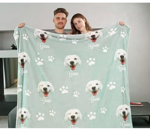 Zhongzhi Hunde-Fotodecke mit Namen, personalisierbar, Haustierbild, Decken, Überwurf, individuelle Hundedecke, personalisiertes Hundegeschenk (Baby-75 x 100 cm)