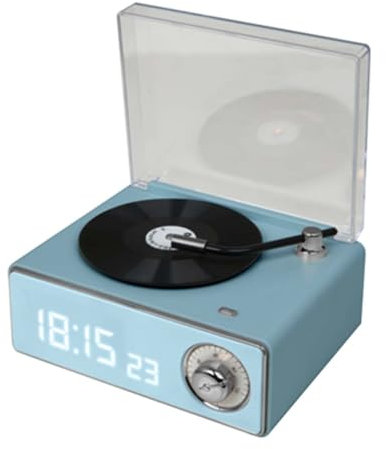 Bigben Enceinte Bluetooth réveil en Forme de Tourne Disque Bleu