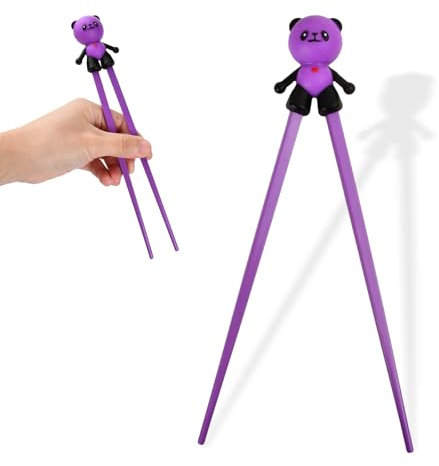 Volumoon Bacchette, Bacchette Panda, Bacchette per Principianti, Riutilizzabili Antiscivolo, Bacchette Carine Resistenti al Calore Bacchette personalizzate per Sushi Rame Piatti Asiatici (Viola)