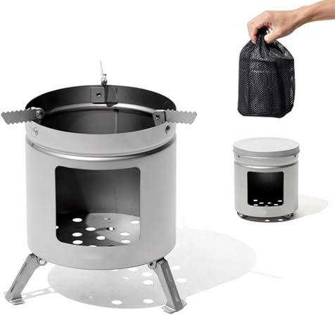 Estufa de Titanio Portátil, Estufa de Leña, Estufa de Leña, Estufa Ligera Plegable con Bolsa de Transporte, Pequeña Estufa de Leña, Estufa de Leña for Acampar, for Barbacoa de Picnic