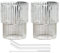 2PCS Set Ribbed Glasses with Glasses Straw, 300ml/480ml Drinking Glasses Vintage Glassware Iced Coffee Glass Tumblers Glass Cup for Cocktails Desserts Yogourt Jelly Pudding Ice Cream (300ML)
