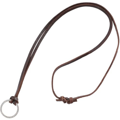 GORGECRAFT Brillenkette Aus Leder Braunes Rindsleder Retro Kordel Verstellbare Aufhängeschlaufe Silberner Runder Ring Sonnenbrillen Halter Riemenkette Für Brillenhalter Zubehör Für Herren Und Damen