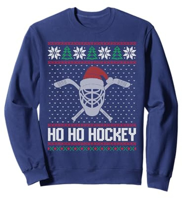 Hockey Weihnachten ho ho hockey puck stick ugly sweater Sweatshirt