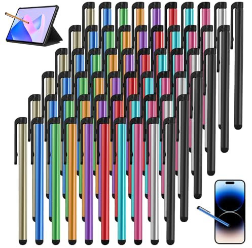 CJMUQHEHH 60 Stück Tablet Stift für Alle Tablets, Flipchart Stifte für Handy, Touch Pen, Touchscreen Stift Eingabestift Stylus Pen für Tablets, iPad, Handy, Samsung Galaxy, Apple Stift, 10 Farben