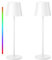 Qsky Tischlampe Kabellos Dimmbare LED Akku Tischleuchte, Wiederaufladbar Warme Lichtfarbe 3000K+RGB Aluminium Outdoor Tischlampe wasserdicht für Restaurant,Schlafzimmer,Bar,IP54 (Weiß 2 Stück)