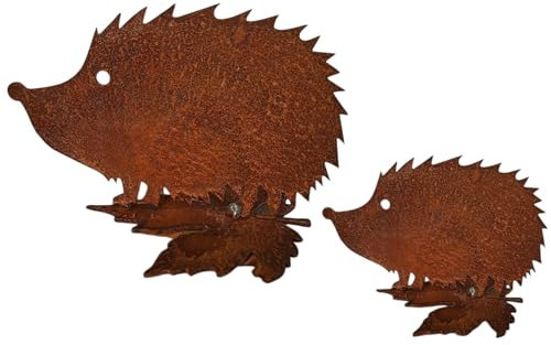 Bornhöft Gartendeko Igel Set, 2-teilig, Edelrost - Optik, Mutter mit Baby, Metallfiguren für Beet, Garten und Terrasse rostige Gartendekoration