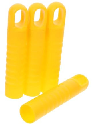 MAGICLULU 4pcs Yellow Plastic Broom Stick End Cap Handle Grip Hanging Hole for Mop and Broom Handle Replacement Sleeve, 25mm Diameter, Floor Cleaning Accessory