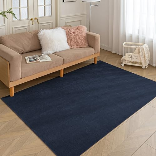 HARESLE Low Pile Navy Rugs 60x120cm Washable Carpets for Bedroom | 5mm thickness, Non-slip, Durable, for living room, nursery, kitchen, dining room, office, hallway, entrance