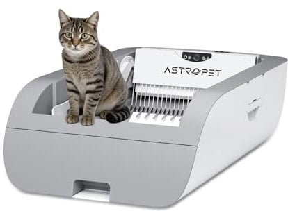 AstroPet offene katzenklo selbstreinigend,selbstreinigende katzentoilette,Tastensteuerung, Infrarot-Sensorschutz, Katzenklo mit großem Fassungsvermögen für mehrere Katzen (Keine Katzenstreumatte)
