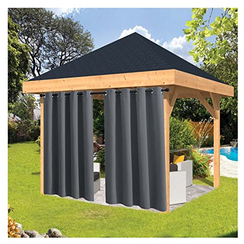Wetterfeste Außenvorhänge mit Edelstahldurchgänge, strapazierfähig, Terrassenvorhänge für Pergolen, Veranda, Pavillon individuell (C, 4 x 2,7 m)