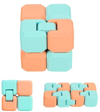 Fidget Cube Unendlichkeit Clicker Anti-Stress Ideen Geschenke Erwachsene – Geburtstag Weihnachten Party Angst Taschenformat Büro Klein Leicht Gadget Tier Druck Taste (Blau und Orange Pastell)