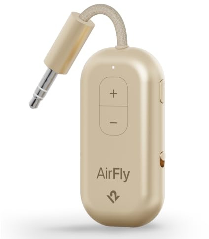 Twelve South AirFly Pro | Wireless Bluetooth Transmitter/Receiver Adapter for 2 Earphones, Audio Sharing, Compatible with 3.5mm Aux Jack for Airplane, TV, Gym, Stereo and Travel
