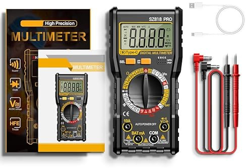 Multimetro Digitale Ricaricabile, Smart Multimetro Digitale Elettrico Rilevatore di Tensione Batteria Integrata Funzione di Rilevamento NCV, Corrente Alternata/Continua, Resistenza, Capacità, Filo