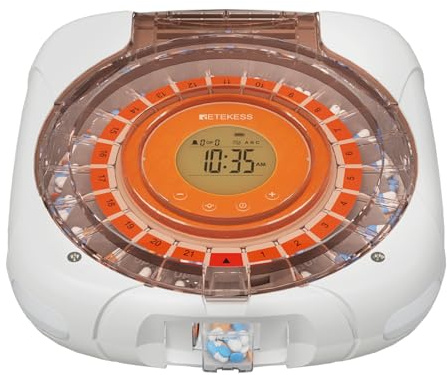 Retekess TH017 Automatischer Pillenspender, Intelligente Pillendose | geeignet für ältere Menschen, automatische Medikamentenausgabe, kinderleichte Bedienung