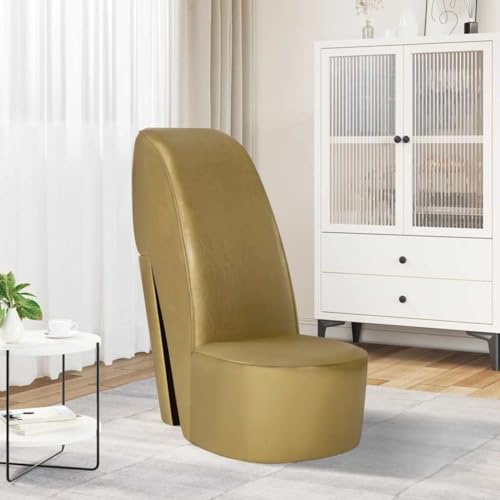 Générique Design-Stuhl, hoher Absatz, in Schuhform, Sessel, Kunstleder, goldfarben, für Wohnzimmer, moderne und extravagante Sitzgelegenheiten für Themenabende, Kapazität 110 kg, einfache Montage