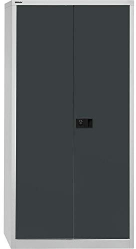 BISLEY Flügeltürenschrank Universal, 4 Fachböden, 5 OH, Metall, 525 Korpus Lichtgrau, Fronten Anthrazitgrau, 40 x 91.4 x 195 cm