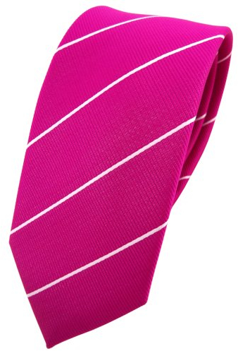 TigerTie - schmale Designer Krawatte in magenta fuchsia silber gestreift