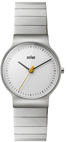 Braun Ladies Slim 3-Hand Analogue Quartz Watch, White Dial and Stainless Steel Bracelet and 32mm Case, Model BN0211SLBTL.