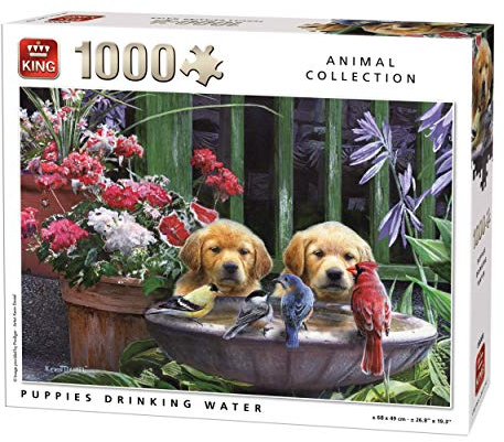 KING 5668 Welpen Trinkwasser Hunde Puzzle (1000 Teile)