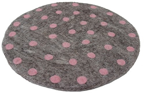 Maharanis FAIRTRADE Handgefilzter Untersetzer Unterlage Stuhlkissen Sitzkissen 35 cm graumeliert gepunktet in rosé