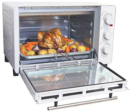 Igenix IG7131 30 Litre Countertop Mini Oven Electric Cooker and Grill, Ideal for Roasting, Baking, Grilling and Reheating with Aluminium Baking Tray, White
