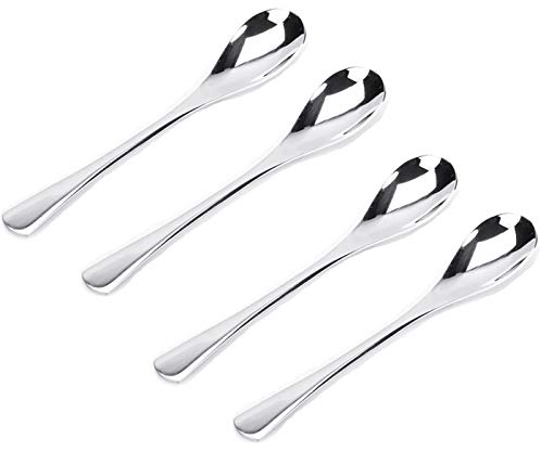 VANRA Teaspoon Set 4 PCS 4.9in Stainless Steel Coffee Spoon Small Spoons Dessert Spoon Set Silver Flatware Set, Polished & Dishwasher Safe