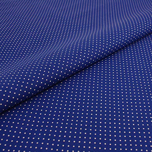 Stoff Meterware Punkte 2 mm Baumwolle - 1 Meter, Baumwollstoff, Schadstoffgeprüft, Gepunktet, Tupfen, Kinder, Fasching, Karneval (Weiß auf Kobalt Blau)
