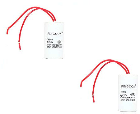DollaTek 2Pcs CBB60 AC 450V 20UF Condensateur de Fonctionnement du Moteur de Cylindre conducteur 2 Fils