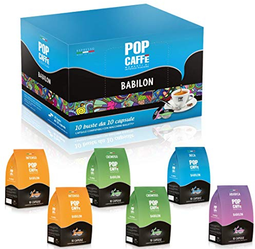 96 Capsule compatibili CON BIALETTI, POP CAFFE' MIX,Intenso,Cremoso,Arabico,Decaffeinato,NON COMPATIBILE CON LE MACCHINE DI ULTIMA GENERAZIONE
