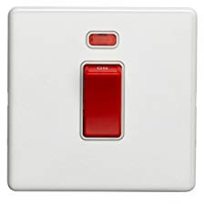 1 Gang 45Amp Dp Switch With Neon Flat Concealed White Plate White Rocker