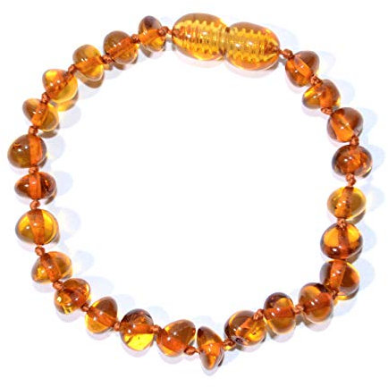 Ambre Bracelet 14 cm. - 100% Certifié l'Ambre la Baltique Authentique/Taille 14 cm (Cognac)