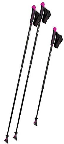 Nordic Walking Stöcke von Komperdell Spirit Vario Black/pink, verstellbare Nordic Walking Stöcke, 2teilig Alu, mit Klickschlaufen Gr. S