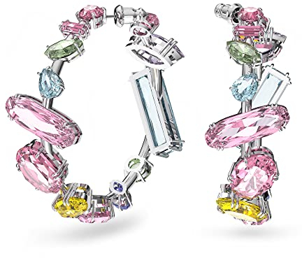 Swarovski Gema Drop-Ohrhänger, Grüne und Rhodinierte Hängeohrringe mit Strahlenden Swarovski Kristallen