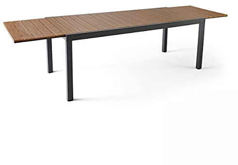 Oviala Ausziehbarer Tisch aus Aluminium und Holz, Braun