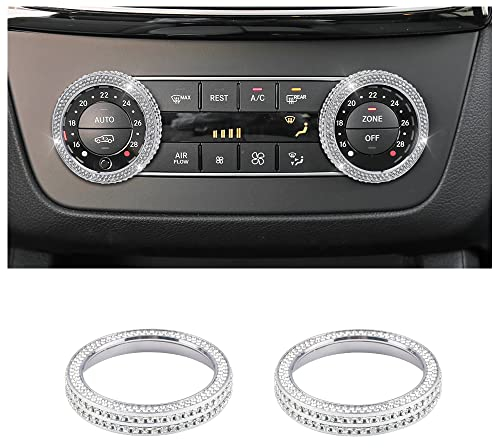 BLINGOOSE für Mercedes Benz Accessoires Glitzer Klimaanlage Abdeckung AC Knopf Aufkleber kompatibel Mercedes-Benz GLK X204 C Klasse W204 CLS GLS SLC 2 Stücke