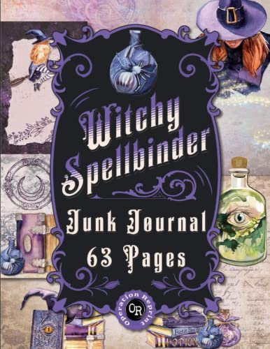 Witchy Spellbinder Junk Journal 63 Pages: Kit In Matte Finish Includes Paper & Ephemera For Scrapbooking and Collage
