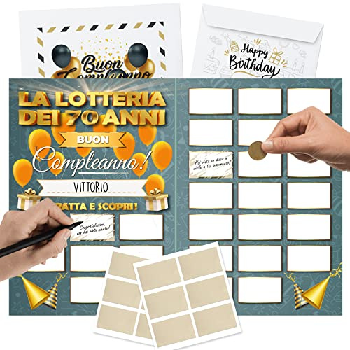 Regalo 70 Anni Uomo Donna - Gioco Gratta e Vinci Personalizzato - Scherzi Regali Divertenti
