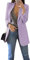 EFOFEI Damen Elegant Langarm Blazer Schlank Bequem Passen Arbeitsanzug Mit Offenem Revers Einfache Unifarbene Schicht Helles Lila 3XL
