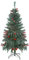 Árbol de Navidad Artificial Verde con Piñas y Frutos Rojos Base Metálico Duradero Decoración Navideña - 180cm, 700 Puntas/Ramas