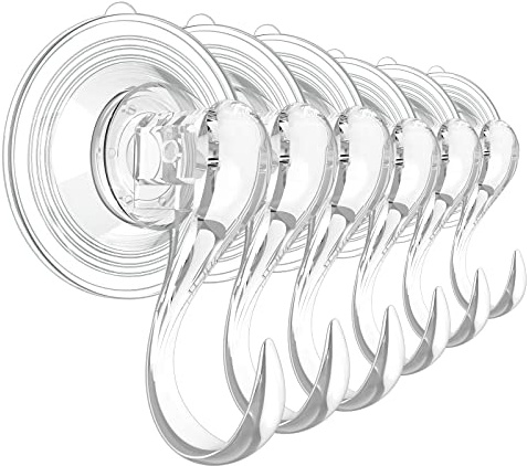 Jeowoqao Strong Suction Cup Hooks, Heavy Duty, Clear, 6 PCS | Hold Up to 6.6 LB, Multi-Purpose, Reusable, for Bathroom Window Glass Kitchen Towel Loofah Utensils Christmas Wreath
