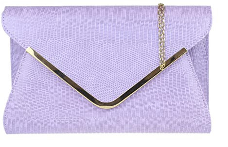 Girly Handbags Cocodrilo de gran tamaño del bolso de embrague Lila