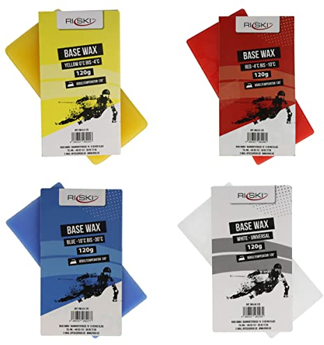 RiSki Skiwachs Set Base Wax Alpin gelb 120g + rot 120g + blau 120g + universal 120g