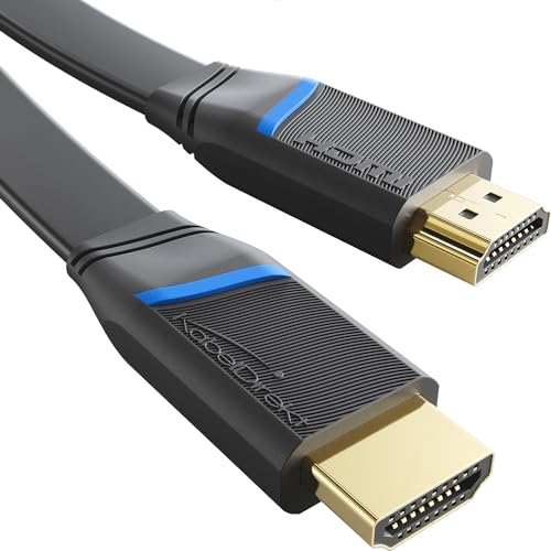 KabelDirekt – Cable HDMI plano – 3m – 4K a 60 Hz (cable plano – cobre adicional para hasta 18 Gbit/s según estándar HDMI 2.0, alta velocidad con Ethernet, Blu-Ray/PS5/Xbox/Switch, negro)