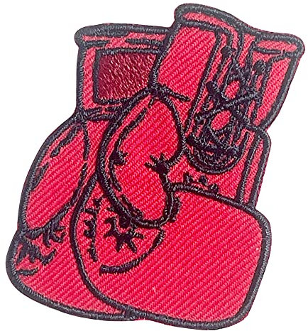 pipomama 3pc Boxing Gloves Iron On Patches for Clothing Embroidered Applique Patch Badge Sew On Emblem DIY Craft (Red)