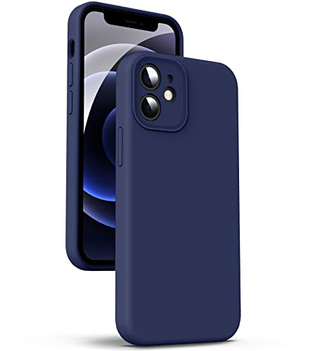 Supdeal Liquid Silicone Case for iPhone 12, [Camera Protection] [Anti Fingerprint] [Wireless Charging] 4 Layer Phone Case Protective Cover, Built-in Microfiber Case Cover, 6.1, Navy Blue