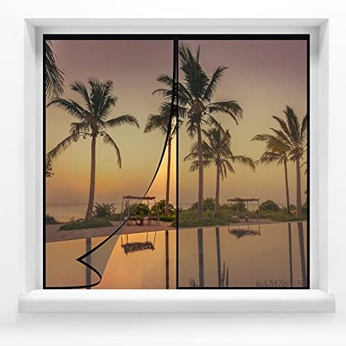 Moustiquaire MagnéTique Porte Fenetre 55x55cm Moustiquaire Porte Fenetre Moustiquaire sur Mesure de Porte Fermeture Automatique pour La Plupart Les Types de FenêTres Noir