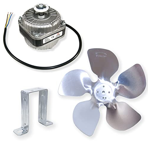 GOLDMAN SERVICE Kit Motor Fan Ventilador de Botellero Frigorífico 10W con Soporte y Aspas. Para Refrigerador Congelador Vertical Nevera Cámara Frigorífica Industrial. Compatible con Grandes Marcas